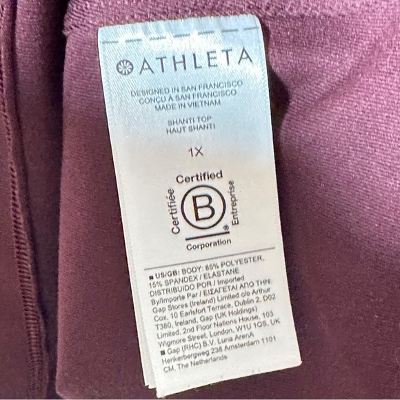 ATHLETA Shanti Long Sleeve Scoop Neck Crop Top in Antique Burgundy - Picture 8 of 10